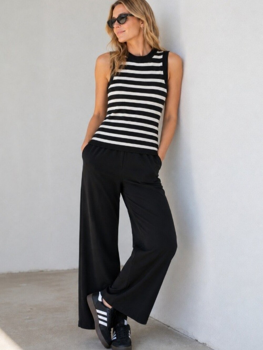 Zara Black and White Striped Ribbed Knit Racerback Tank Top Size XS NEW NWT